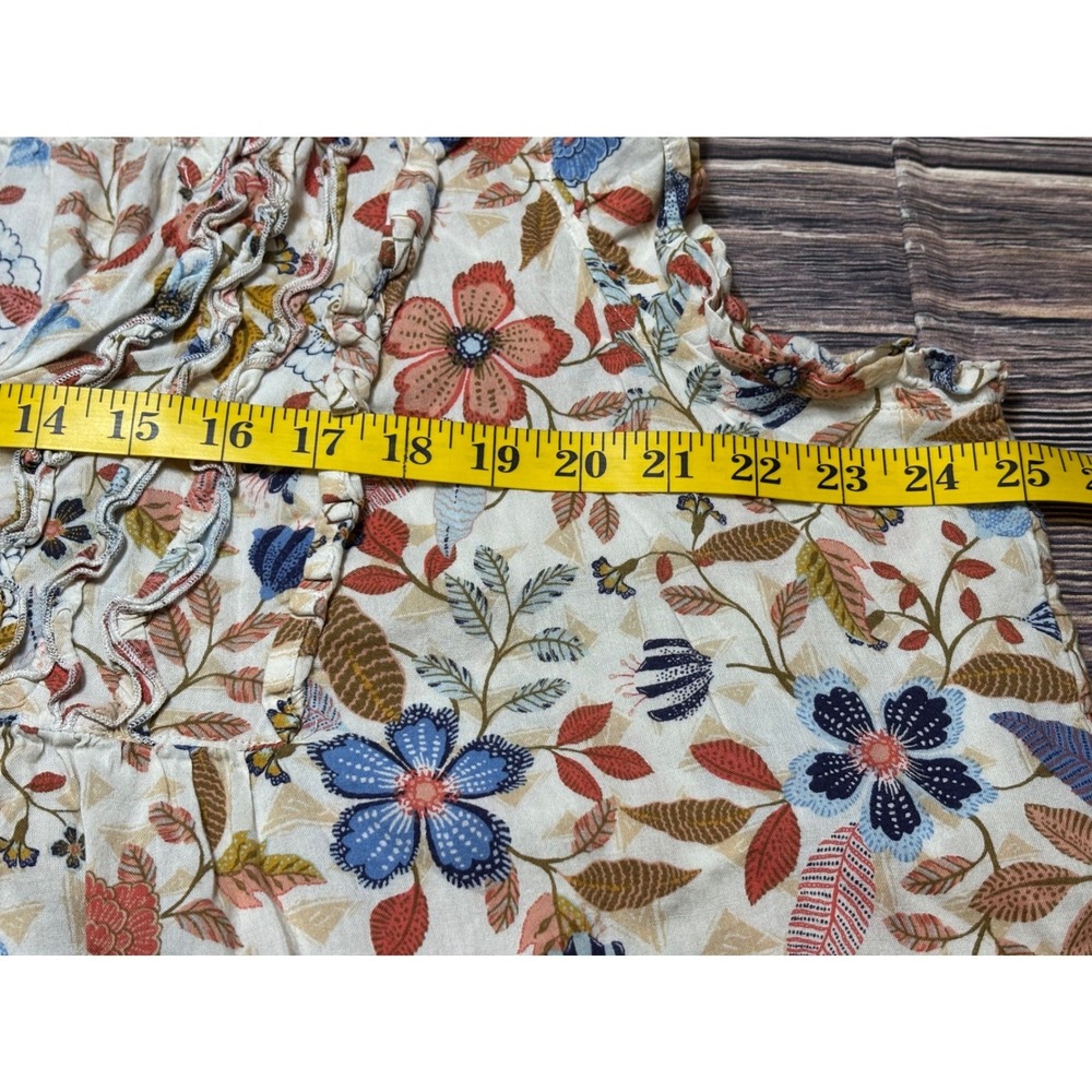 Old Navy Womens XL Floral Sleeveless Ruffle Blouse V-Neck Cotton Rayon Top - Picture 7 of 13